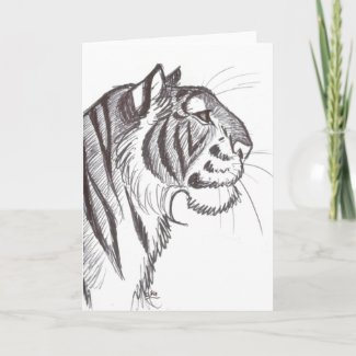 Beautiful Tiger drawing greeting card card