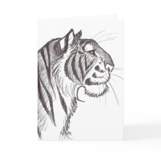 Beautiful Tiger drawing greeting card card