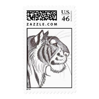 Beautiful Tiger drawing postage stamp stamp