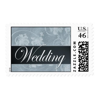 Blue damask wedding postage stamps stamp
