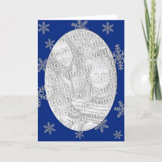 Blue Silver Snowflake Greeting Card Template card