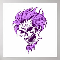 crazy purple hair skull posters