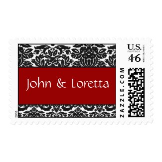 Custom black and white damask postage stamp