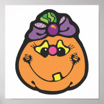 cute pumpkin with bow posters