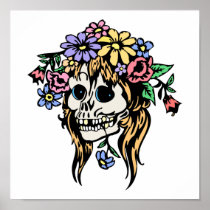 flower girl skull posters