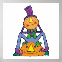 funny pumpkin man scarecrow posters