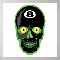 green 8 ball skull posters