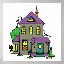 haunted house with ghosts posters