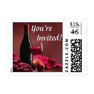 Invitation Wine and Cheese Postage stamp