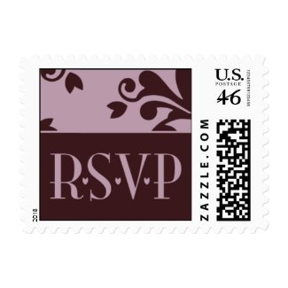 Pink & Chocolate RSVP Small Postage stamp