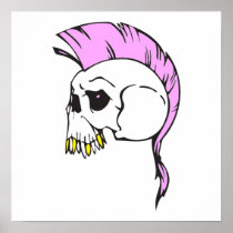 pink mohawk skull posters