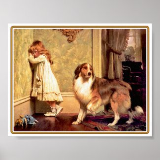 Poster: Girl with Pet Sheltie print
