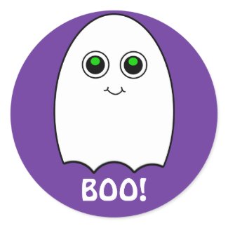 Puffy Toon Ghost Boo Halloween Sticker sticker