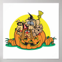 puppies in a pumpkin posters