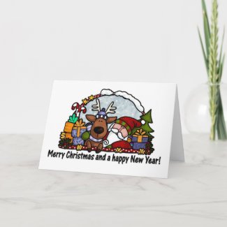 santa and rudolph card