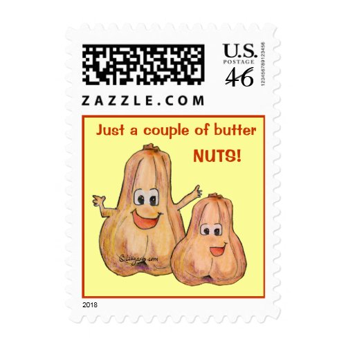 Two Funny  Butternut Squash Small Postage Stamps stamp