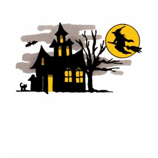 Vintage Halloween Flying over Haunted House shirt