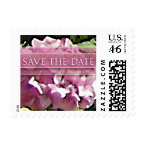 Watercolor Pink Hydrangea-Save The Date-Sm Postage stamp