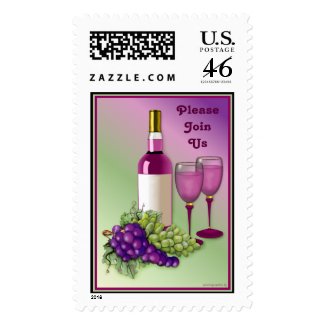 Wine & Grapes Invitation Postage stamp