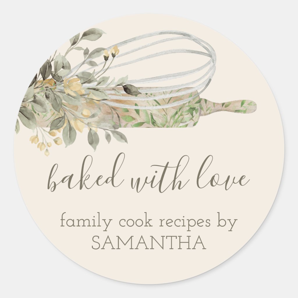 Botanical Rustic Rolling pin whisk Chef Bakery