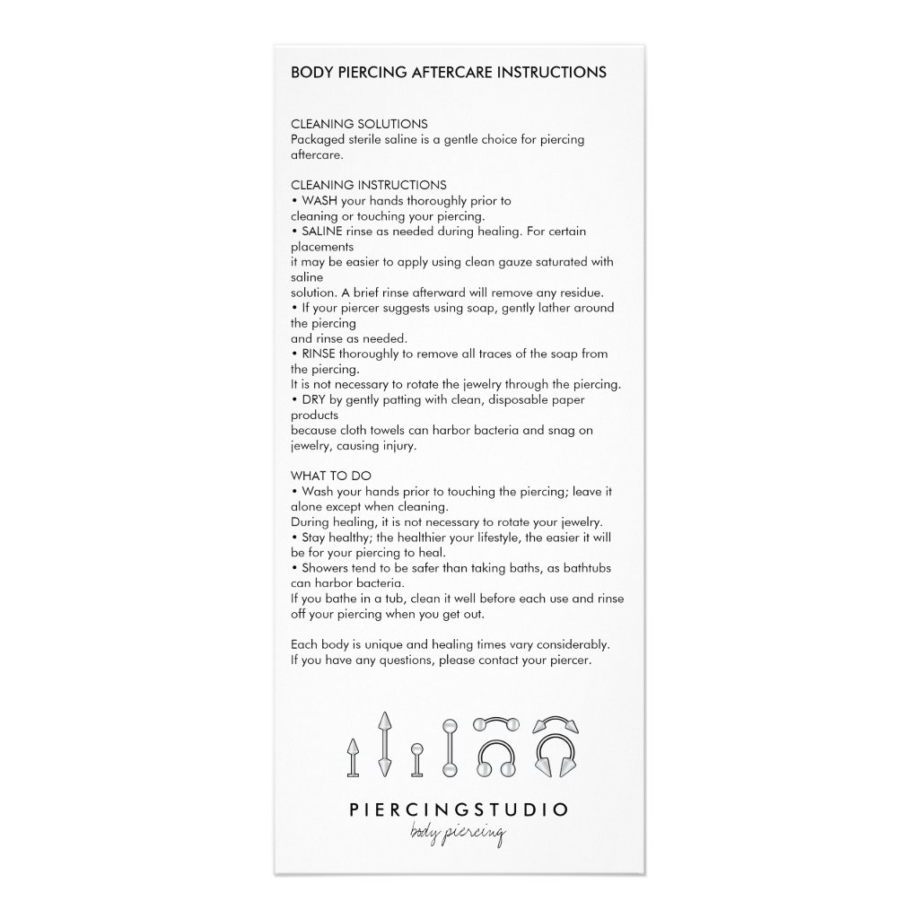 Aftercare Instructions Body Piercing Modern