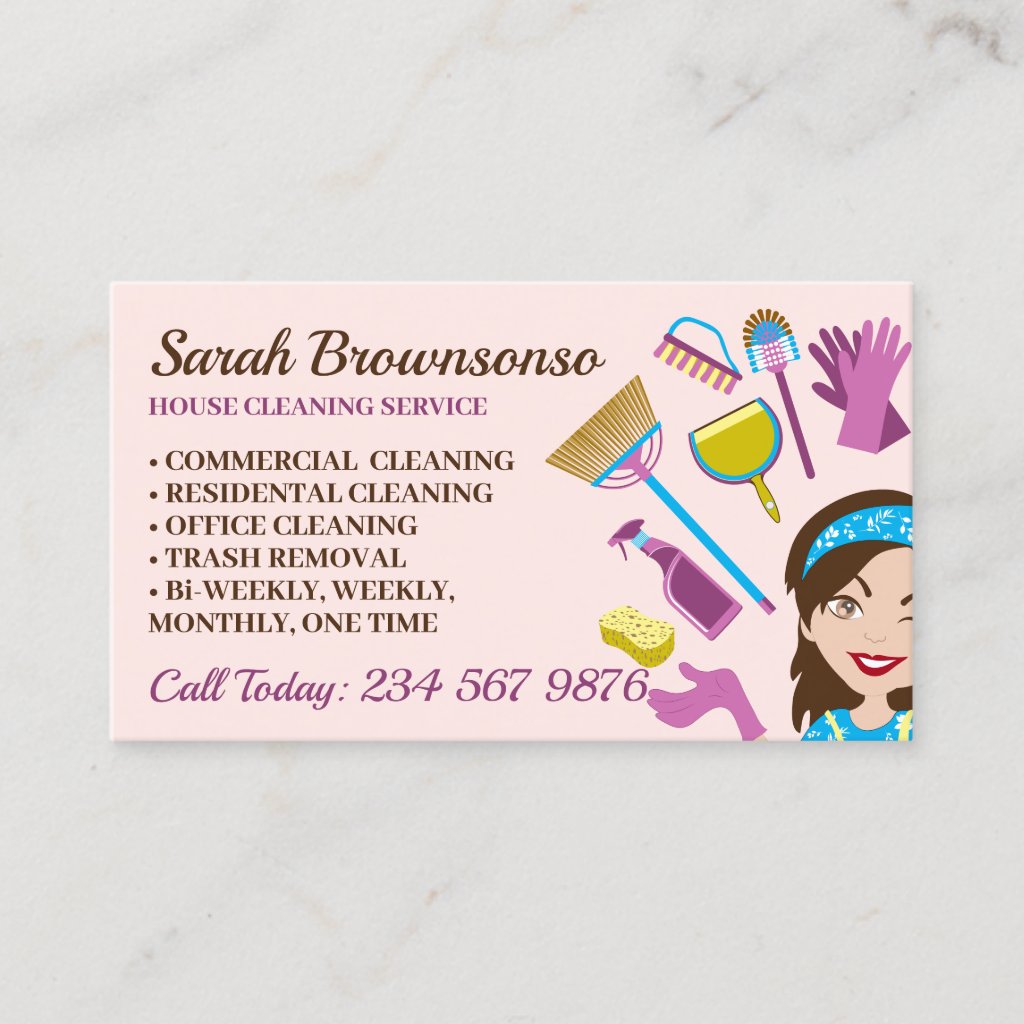 Blush Orange Janitorial Lady House Cleaning