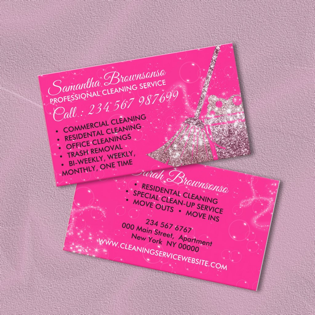 Neon Pink Luxury Cleaning Service Maid Janitorial