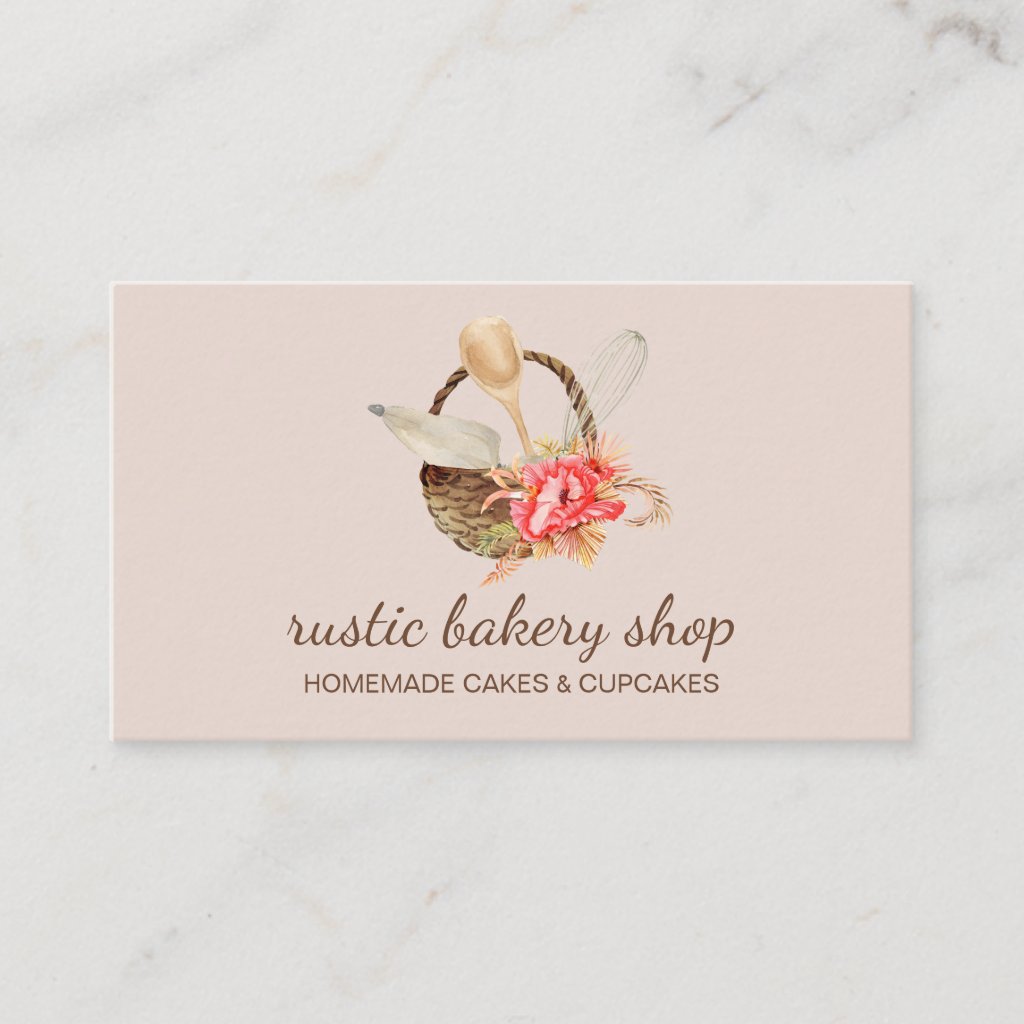 Bakery Utensils with Rustic Basket pink