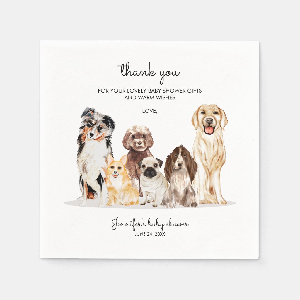Watercolor Dog Cute Thank you baby shower