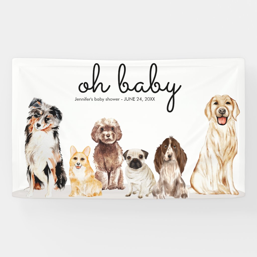 Watercolor Dog Oh Baby Shower Party