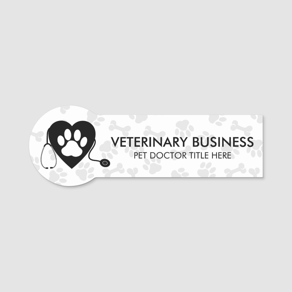 Veterinarian Paw Heart Stethescope Pet Black
