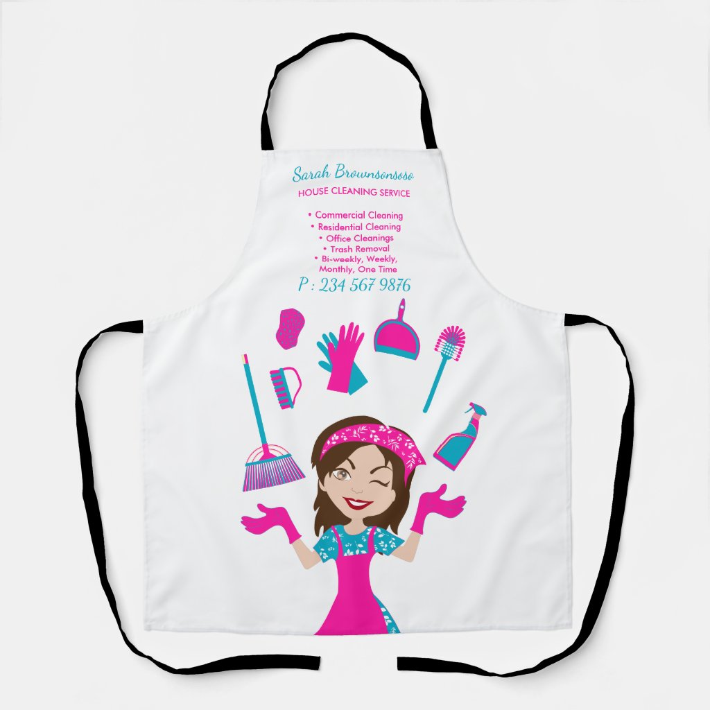 Handdrawn Pink Cartoon House Cleaning Service