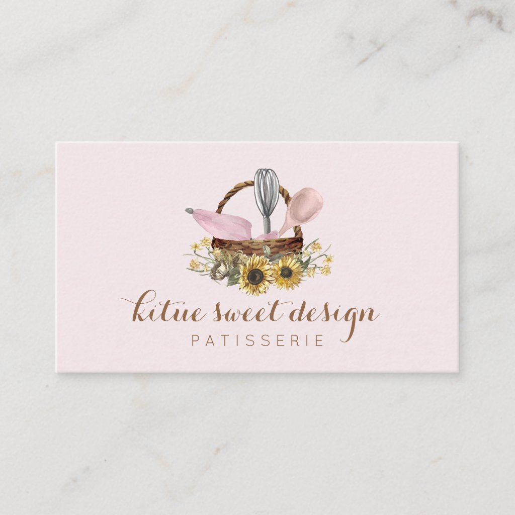 Sunflower Pink Whisk Spoon Pastry Bag Chef Bakery