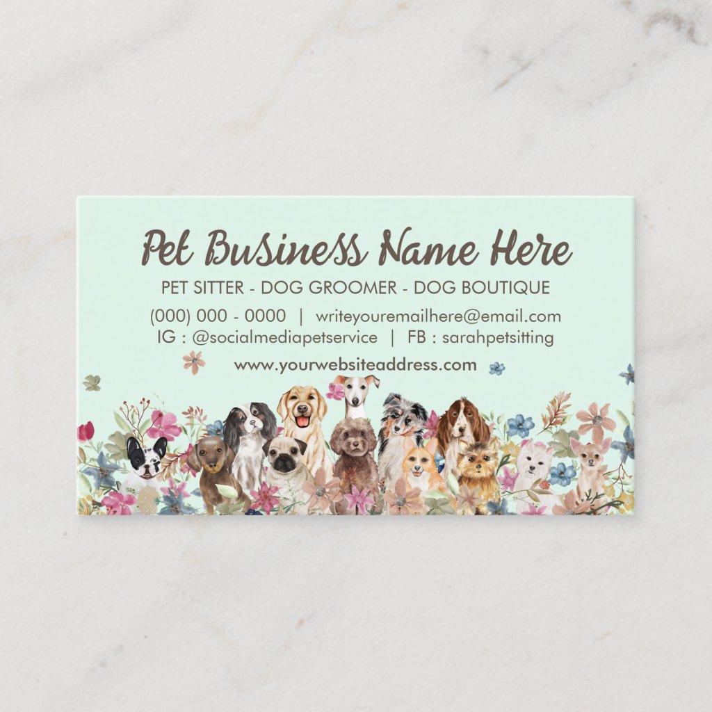 Green Dog Walker Floral Logo